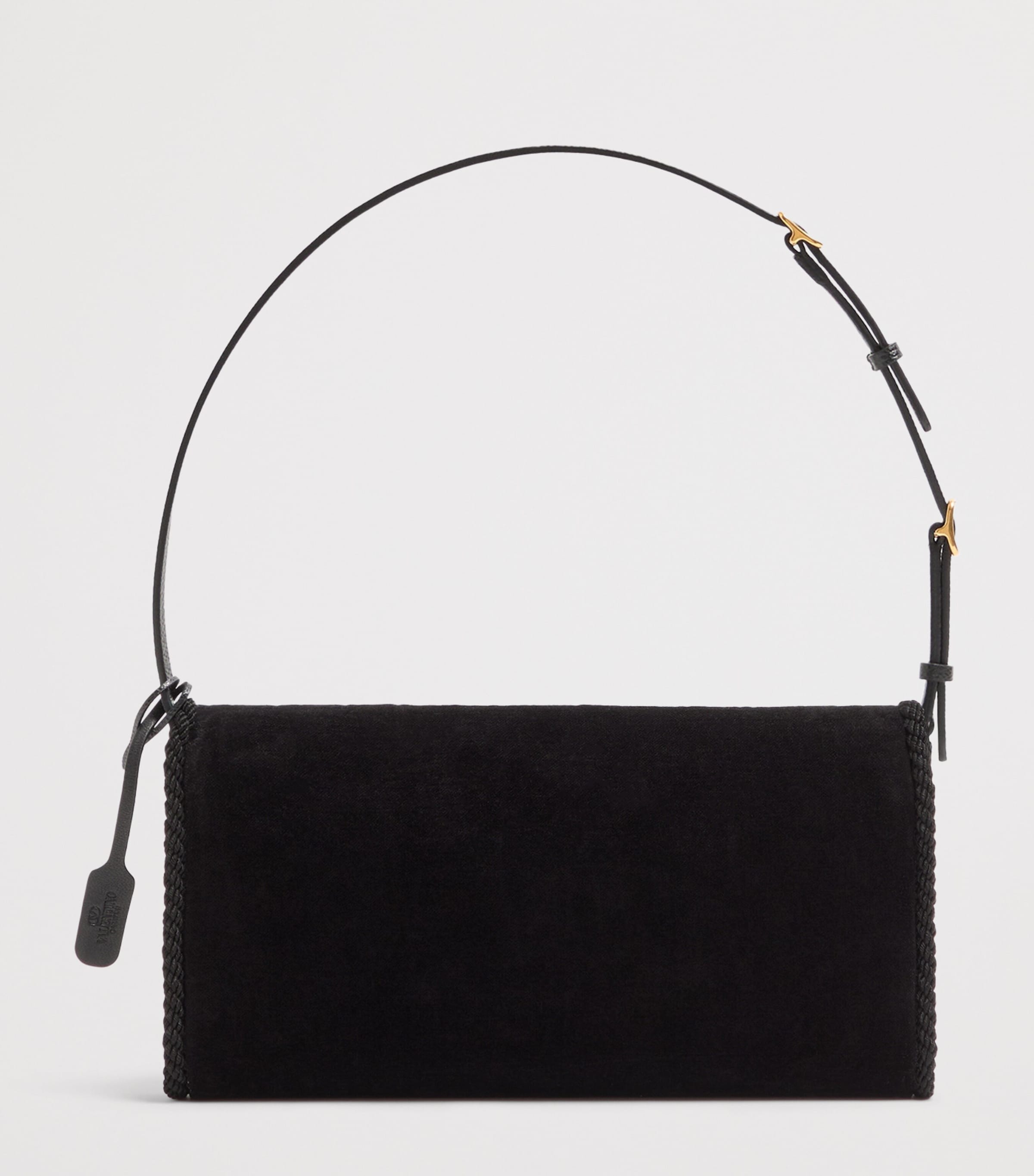 Valentino Garavani Black Small Embellished DeVain Shoulder Bag Valentino Garavani Black Small Embellished DeVain Shoulder Bag