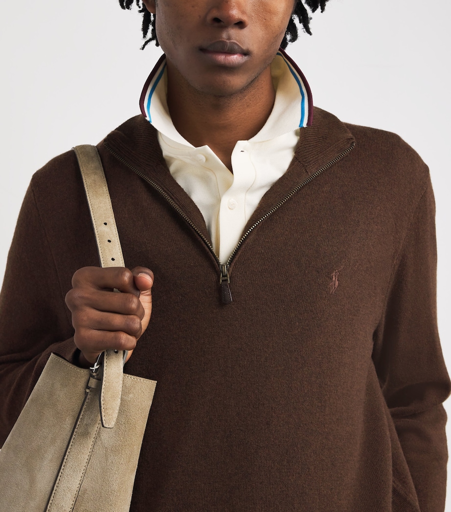 Merino Wool Lorelle Quarter-Zip Sweater BROWN Image 6