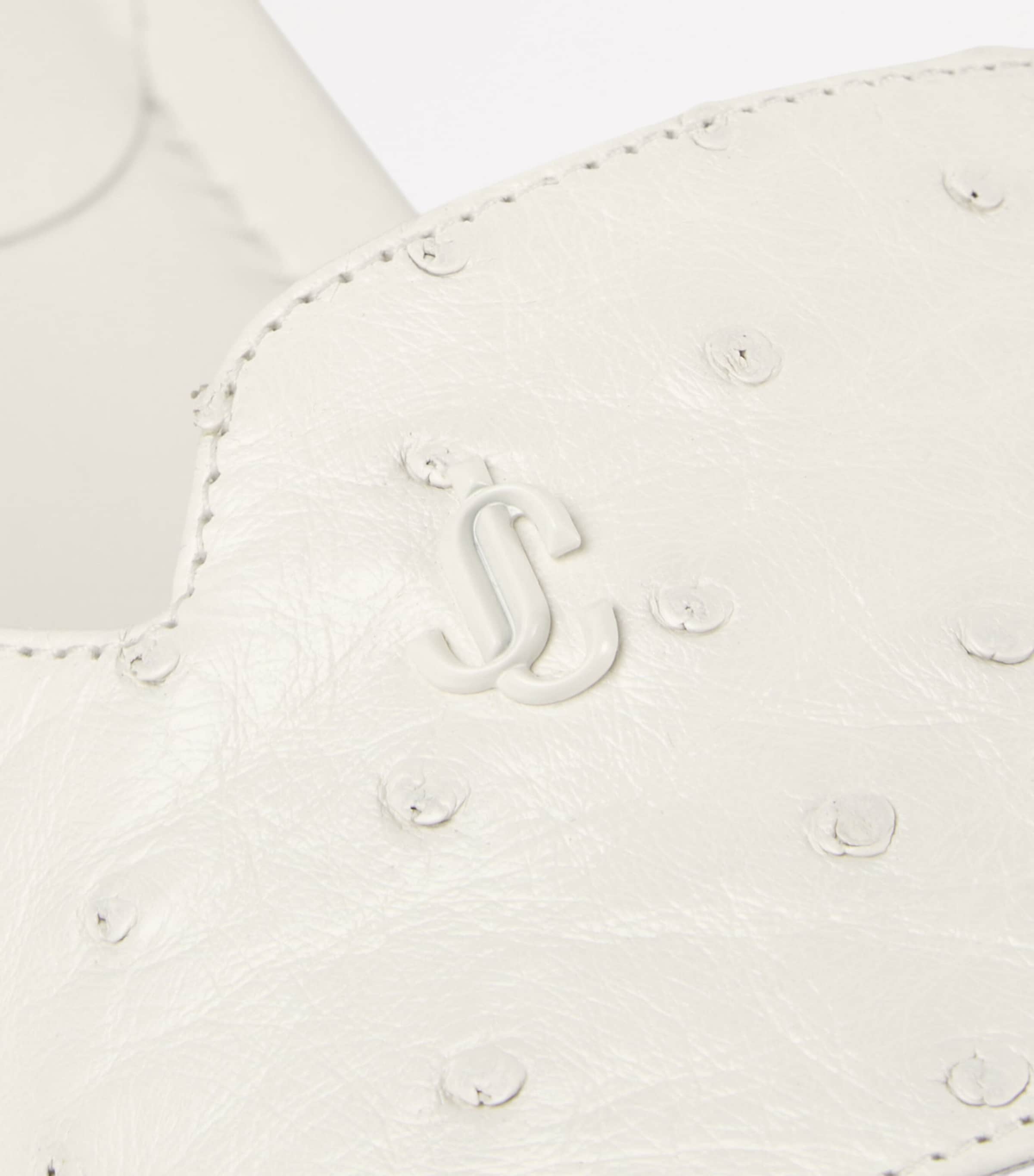 Ostrich Leather Dina Sandals LATTE Image 3