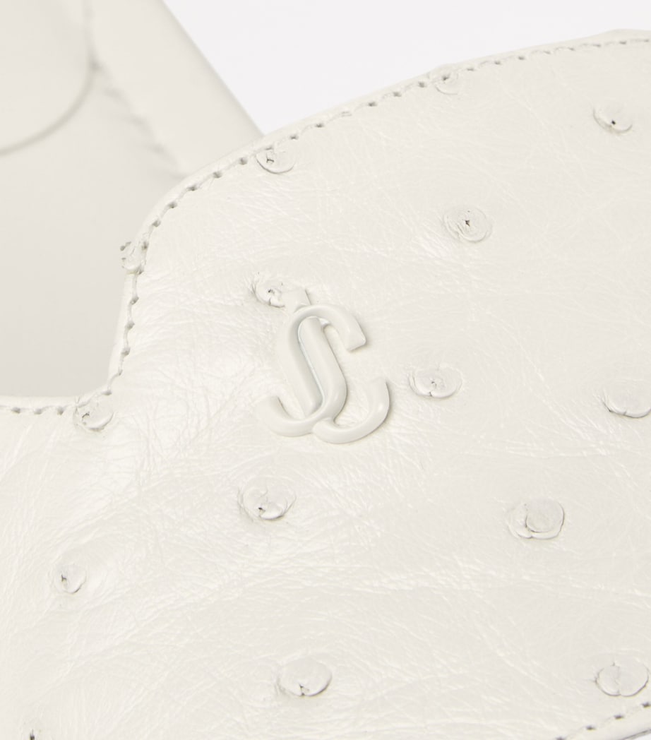 Ostrich Leather Dina Sandals LATTE Image 3