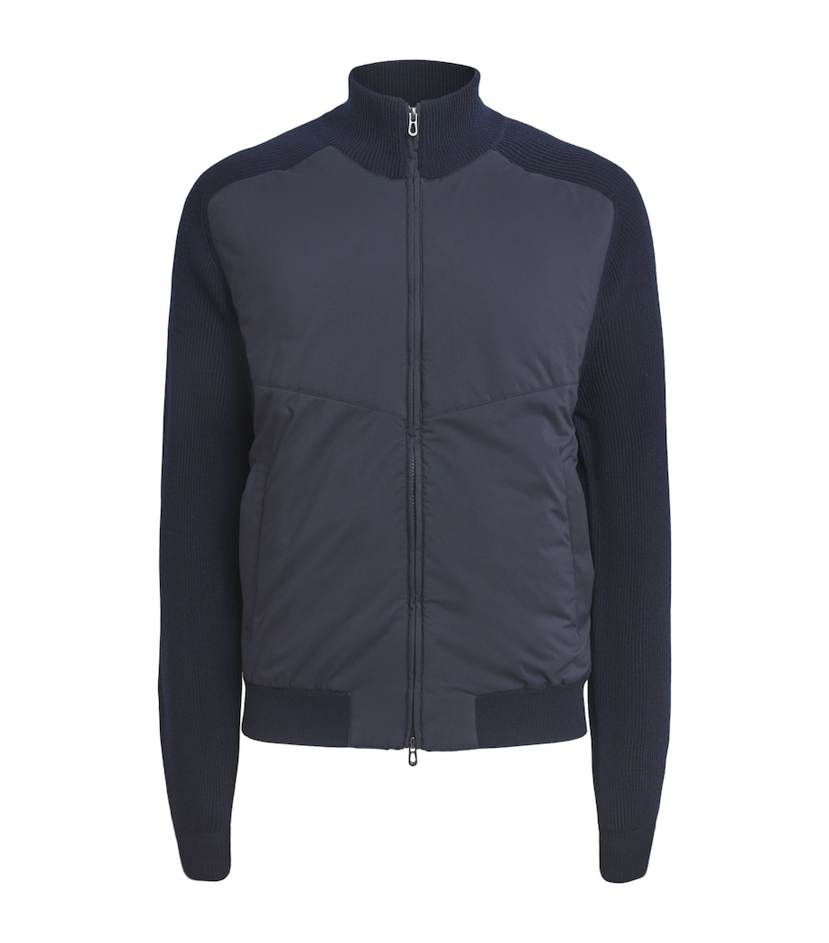 Sease Mens Virgin Wool-Shell Bomber Jacket Midnight Blue Image 1