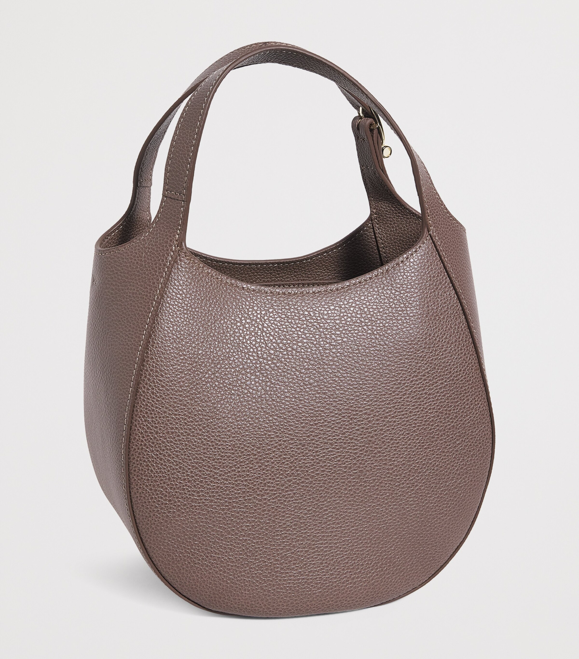 Longchamp Small Leather Le Foulonné Top-Handle Bag Taupe Image 3