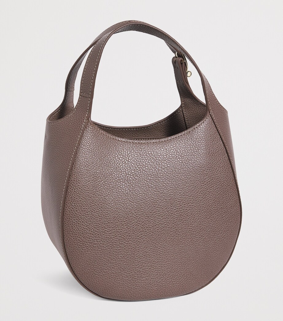 Longchamp Small Leather Le Foulonné Top-Handle Bag Taupe Image 3