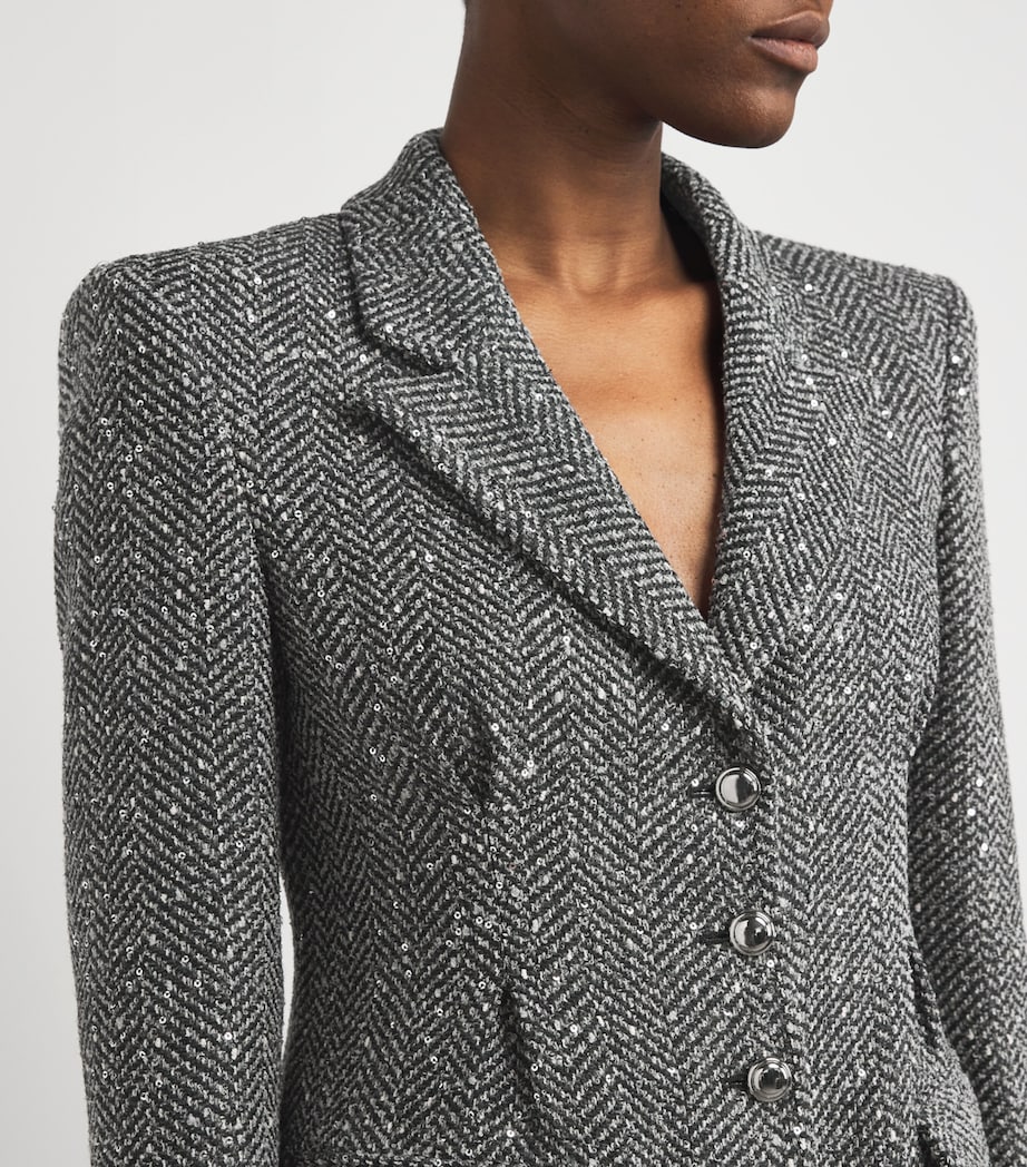 Tweed Sequinned Coat 1665 GREY MELANGE Image 4