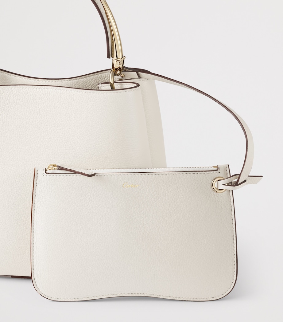 Small Leather Panthère de Cartier Top-Handle Bag WHITE Image 7