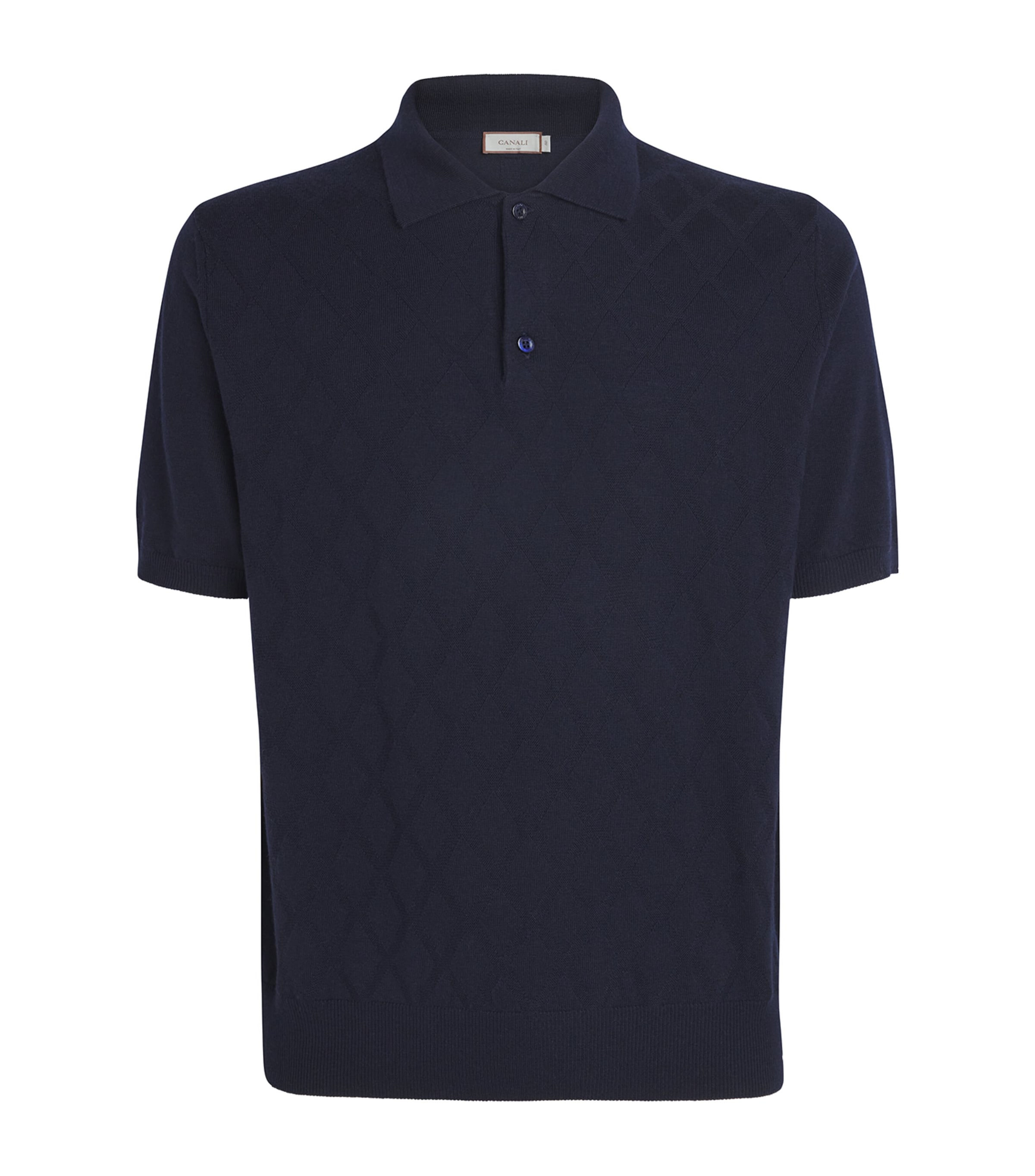Canali Mens Merino Wool Jacquard Polo Shirt Image 1