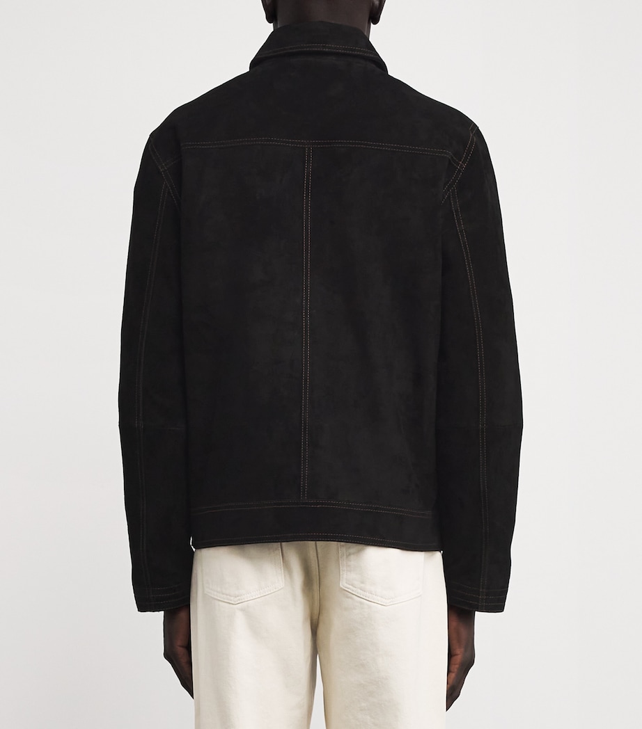 Suede Contrast-Stitch Hardwick Jacket BLACK Image 4