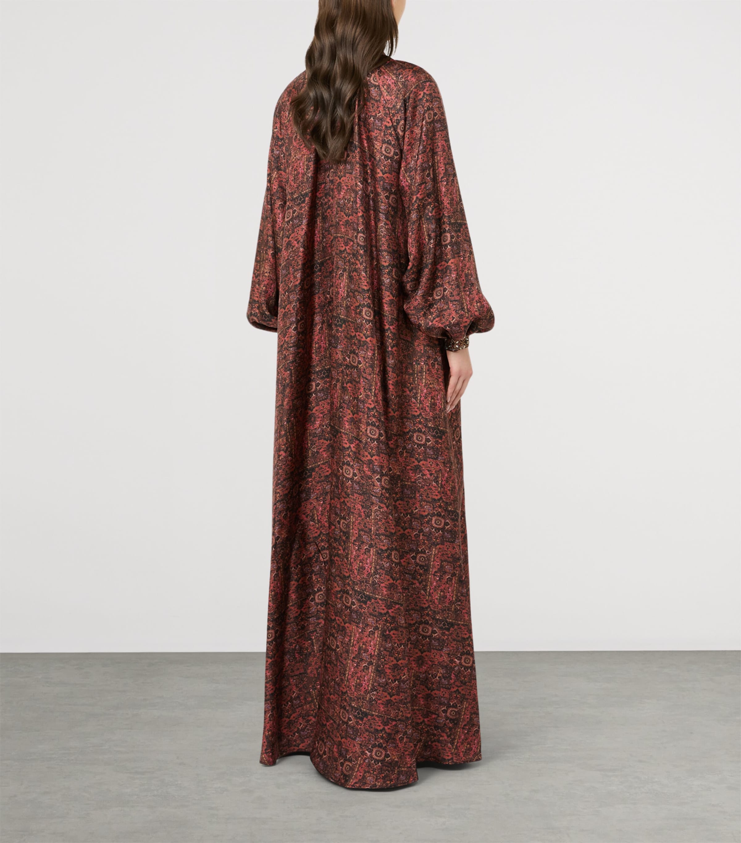 Max Mara Womens Silk Printed Maxi Dress Bordeaux Image 3