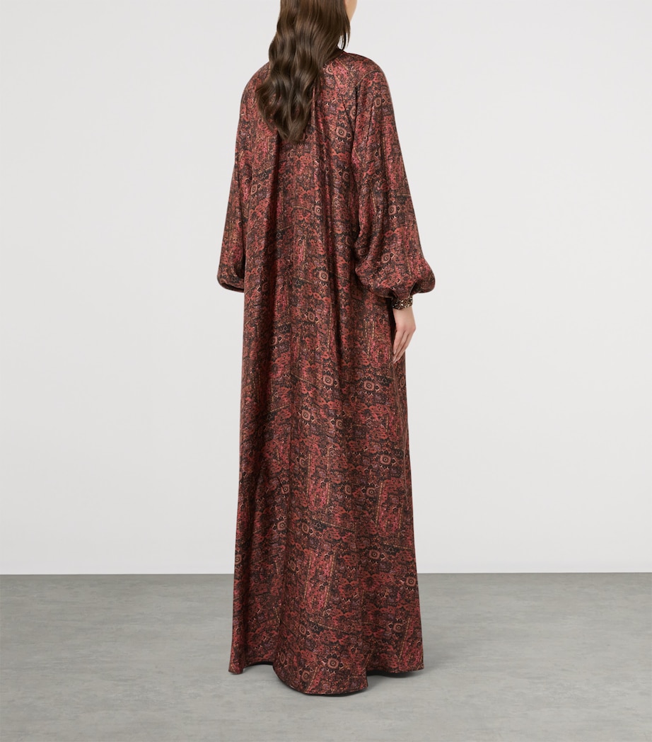 Max Mara Womens Silk Printed Maxi Dress Bordeaux Image 3