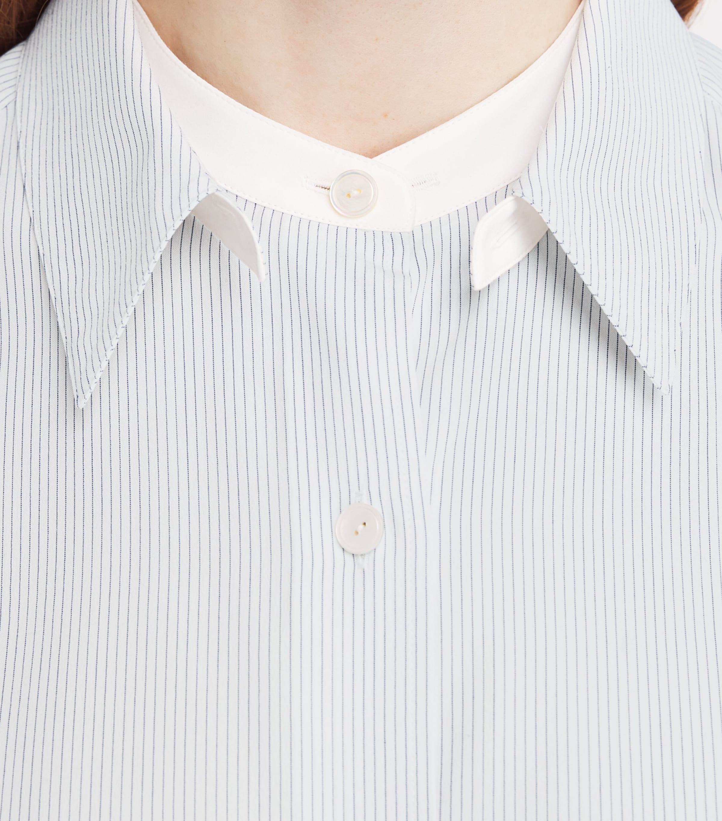 The Row Womens Fiora Silk Stripe Shirt White W/ Blue Image 6