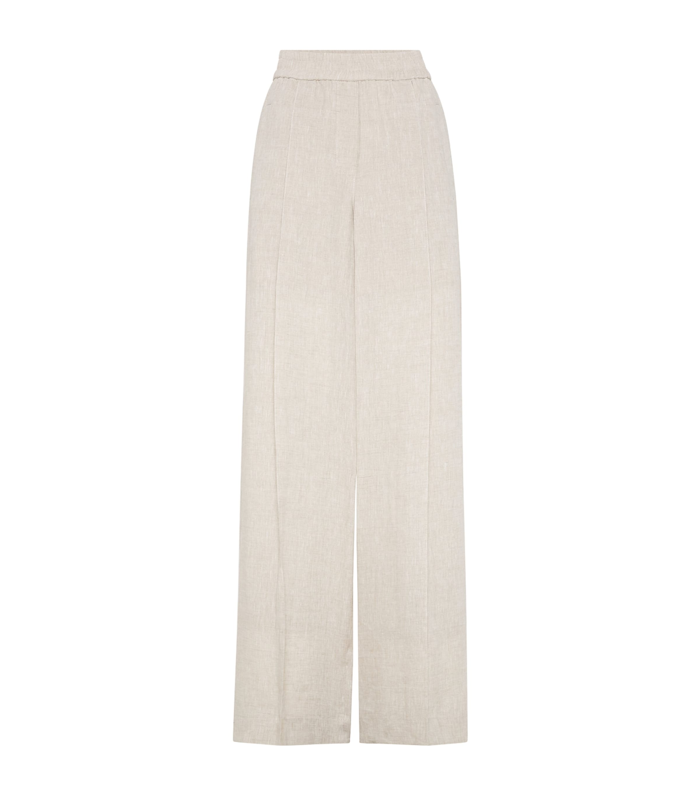 Brunello Cucinelli Women Linen Loose Track Pants In Beige
