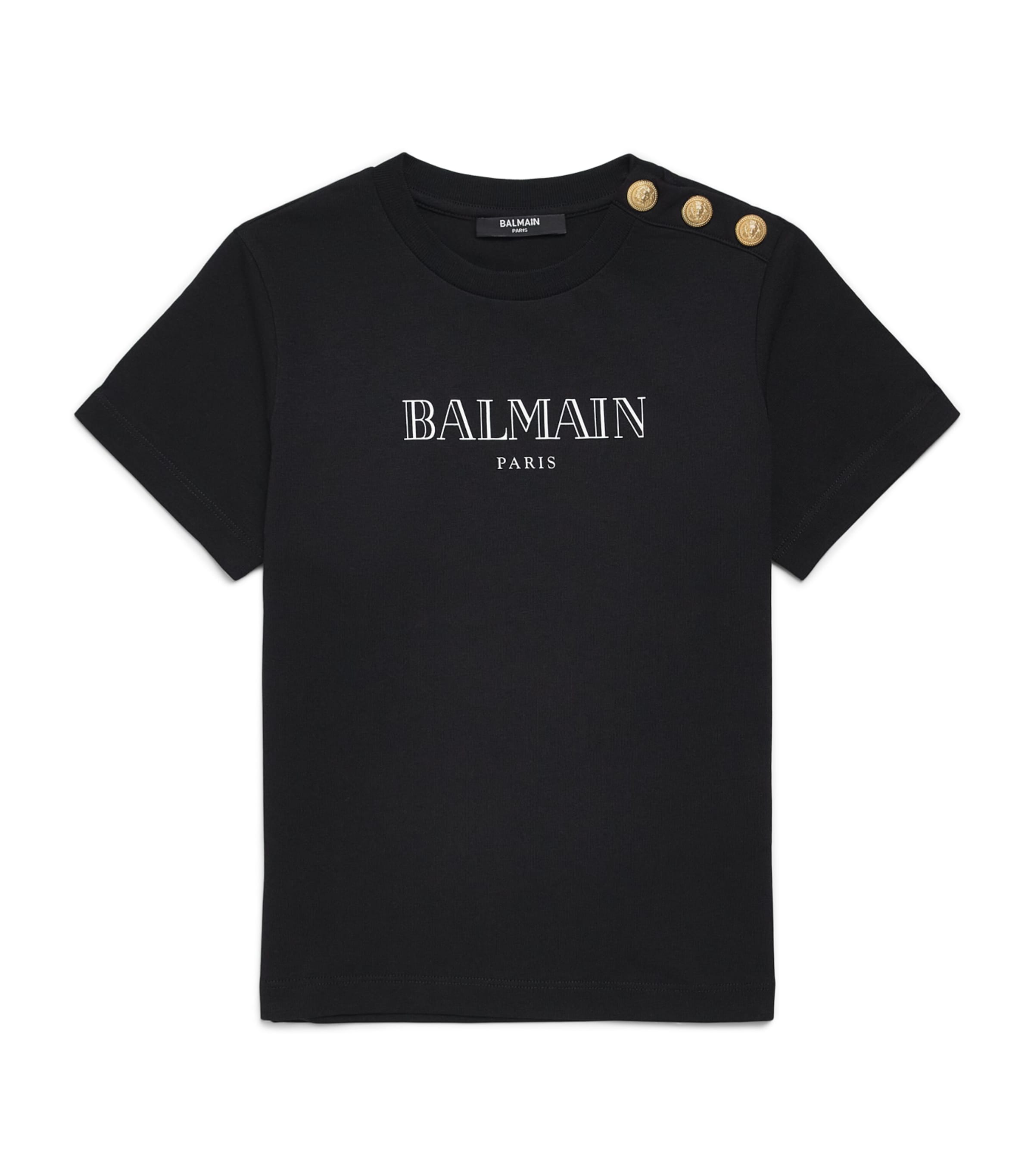 Balmain Kids Cotton Logo T-Shirt (6-14 Years) Black/white Image 1