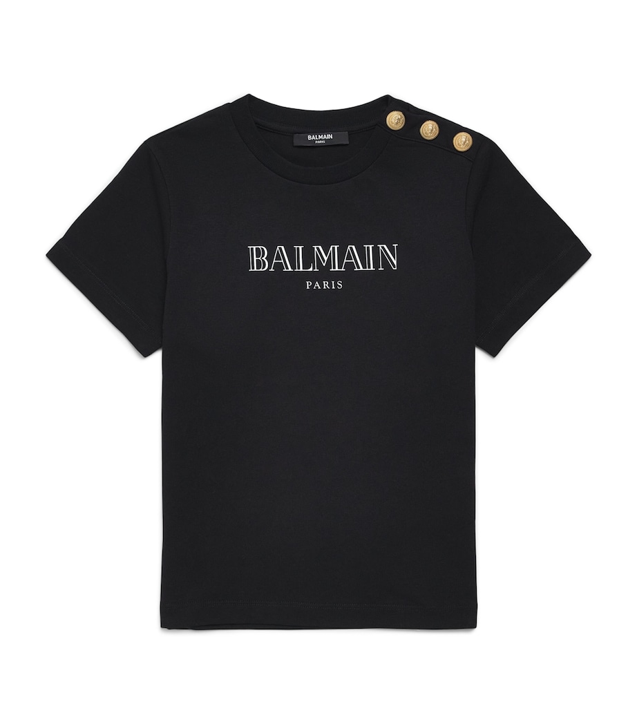 Balmain Kids Cotton Logo T-Shirt (6-14 Years) Black/white Image 1