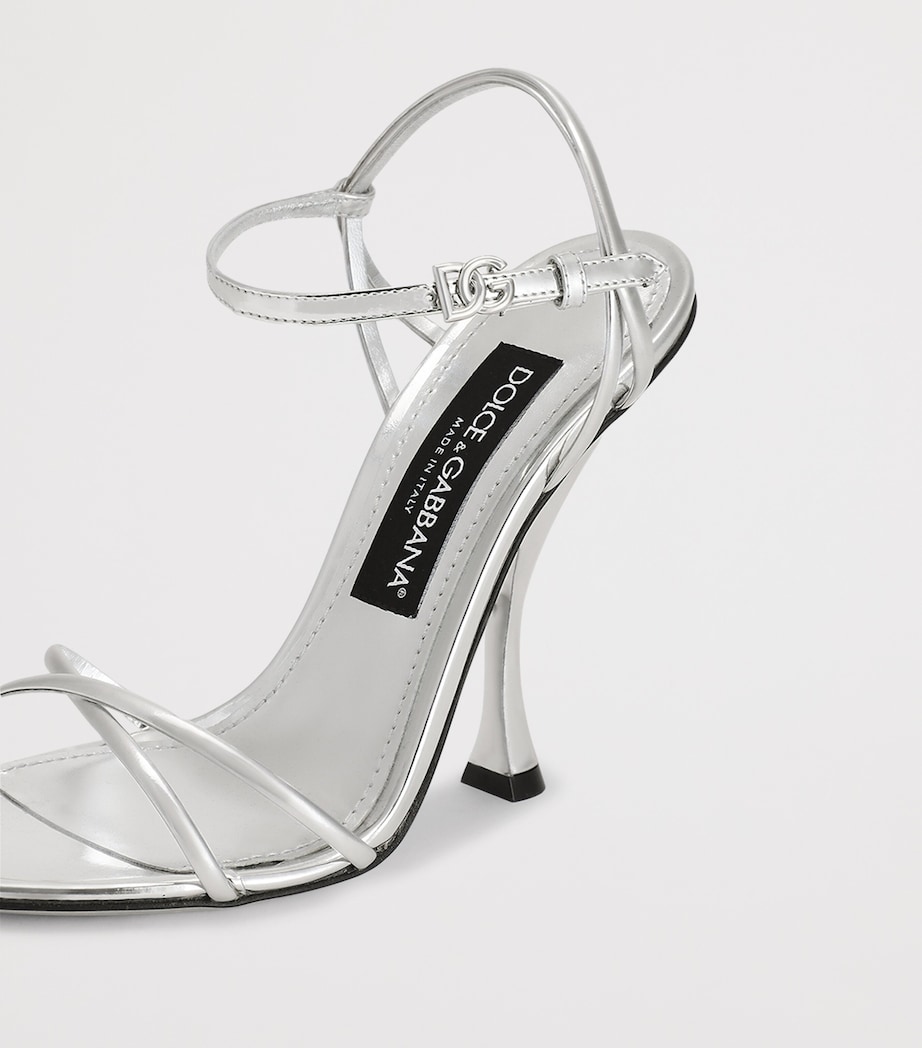 Dolce&Gabbana Leather Mirror Heeled Sandals 105 Silv Image 4