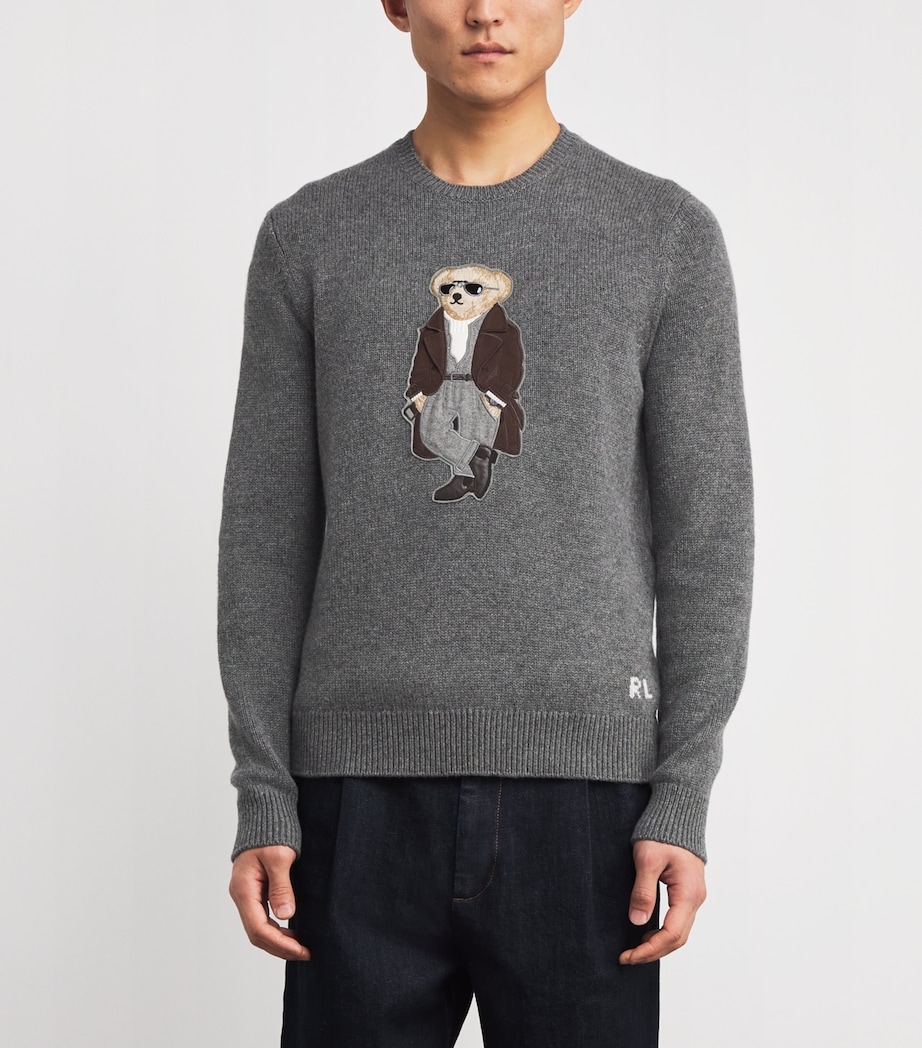 Cashmere Polo Bear Sweater GREY HTR Image 3