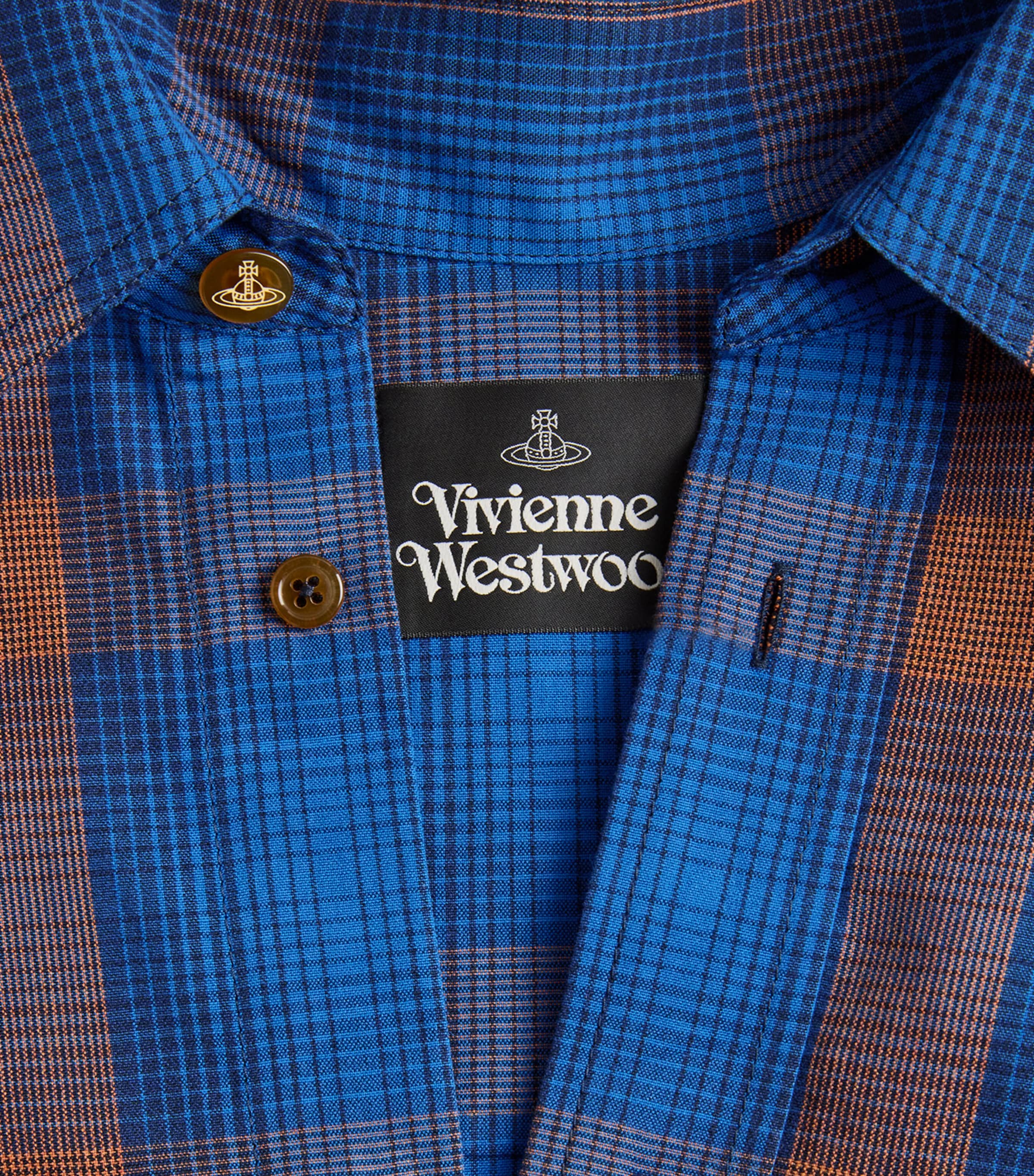 Vivienne Westwood Mens Cotton Flannel Check Achilles Overshirt Navy/rust Image 6