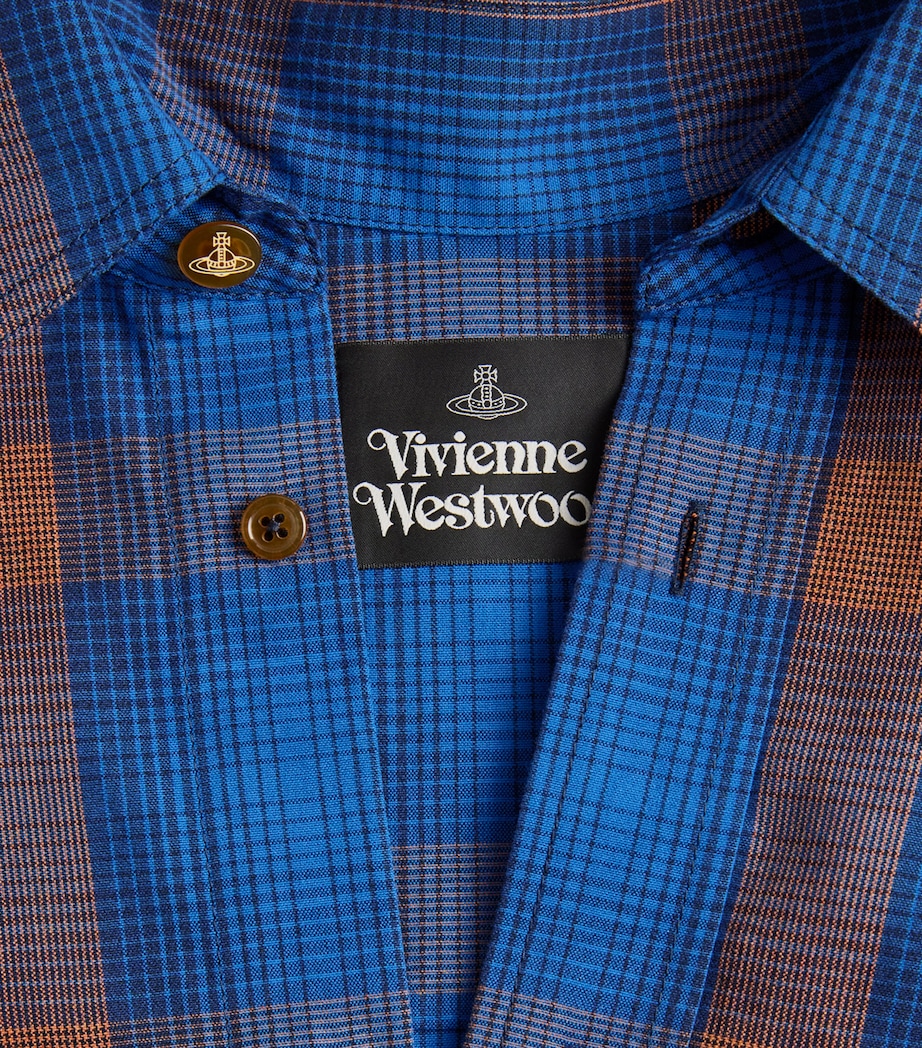 Vivienne Westwood Mens Cotton Flannel Check Achilles Overshirt Navy/rust Image 6