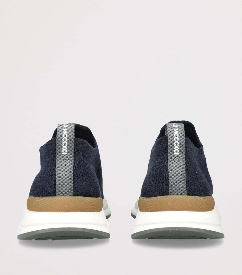 Brunello Cucinelli Cotton Knitted Slip-On Sneakers Navy Image 2