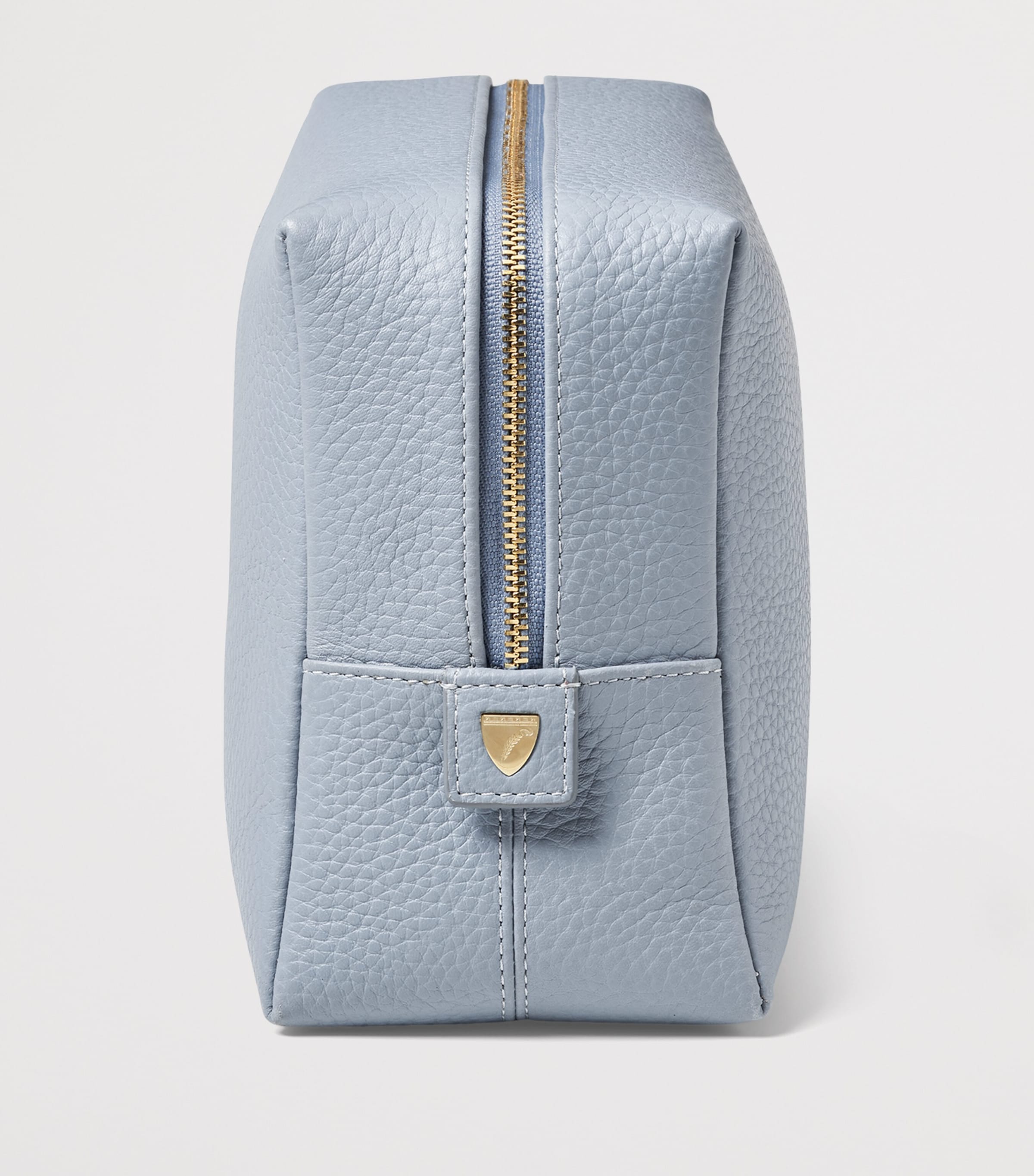 Aspinal Of London Large Grained Leather Cosmetics Case Skyblue Image 3