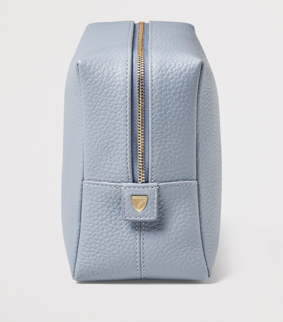 Aspinal Of London Large Grained Leather Cosmetics Case Skyblue Image 3