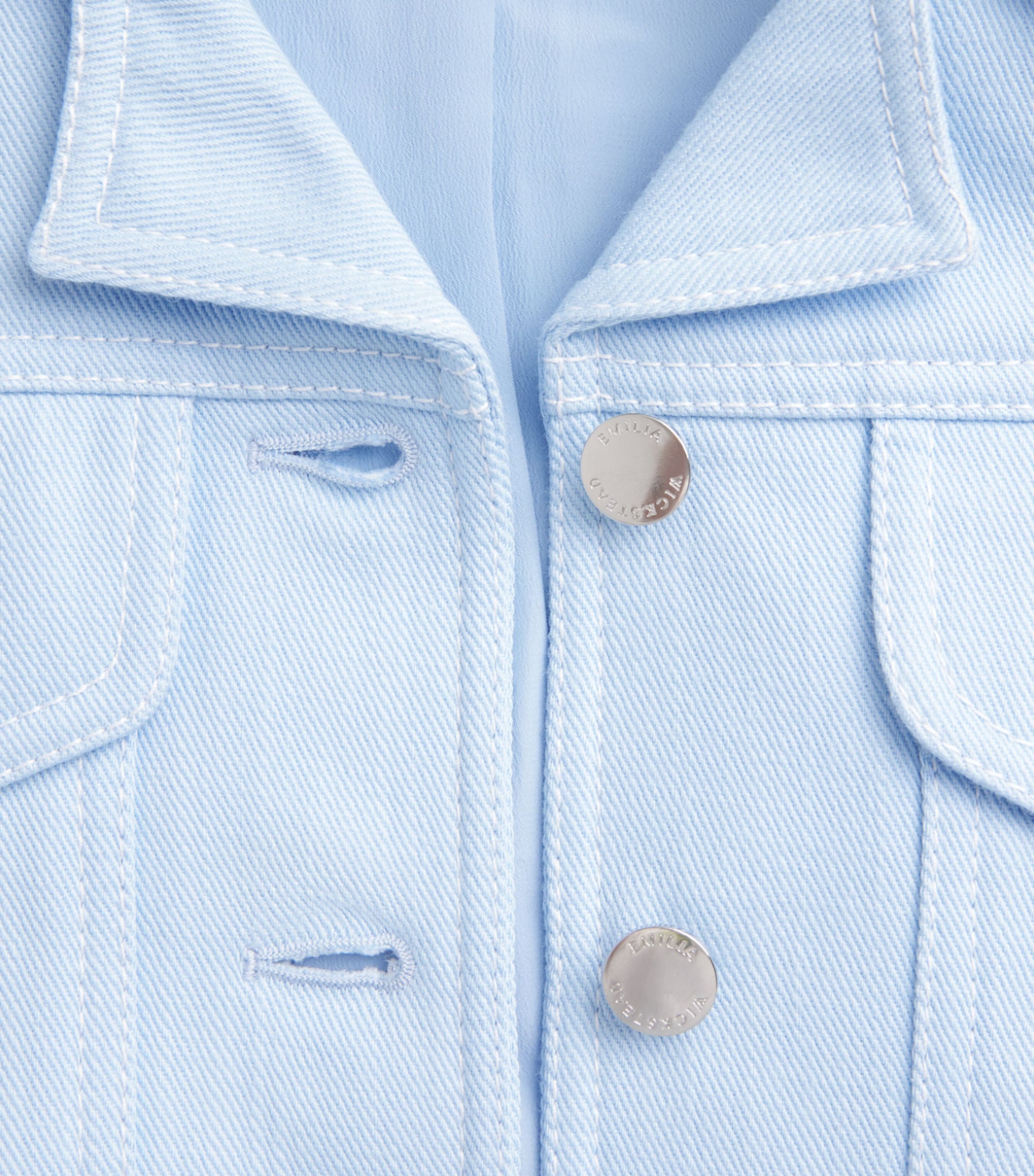 Emilia Wickstead Womens Cropped Nics Denim Jacket Icy Blue Image 6