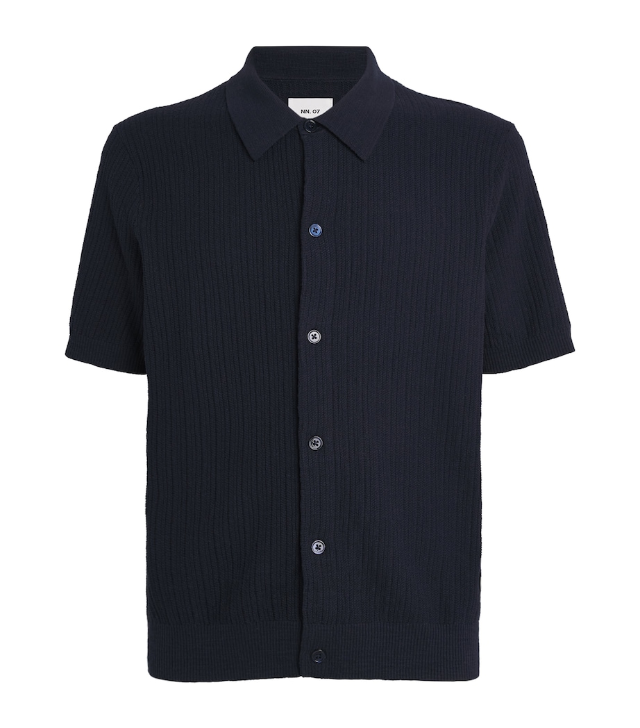 Organic Cotton Nolan Button-Up Polo Shirt NAVY BLUE 200 Image 1