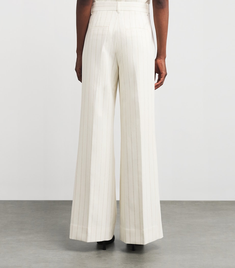 Metallic Pinstripe Tailored Trousers IVORY/GOLD Image 4