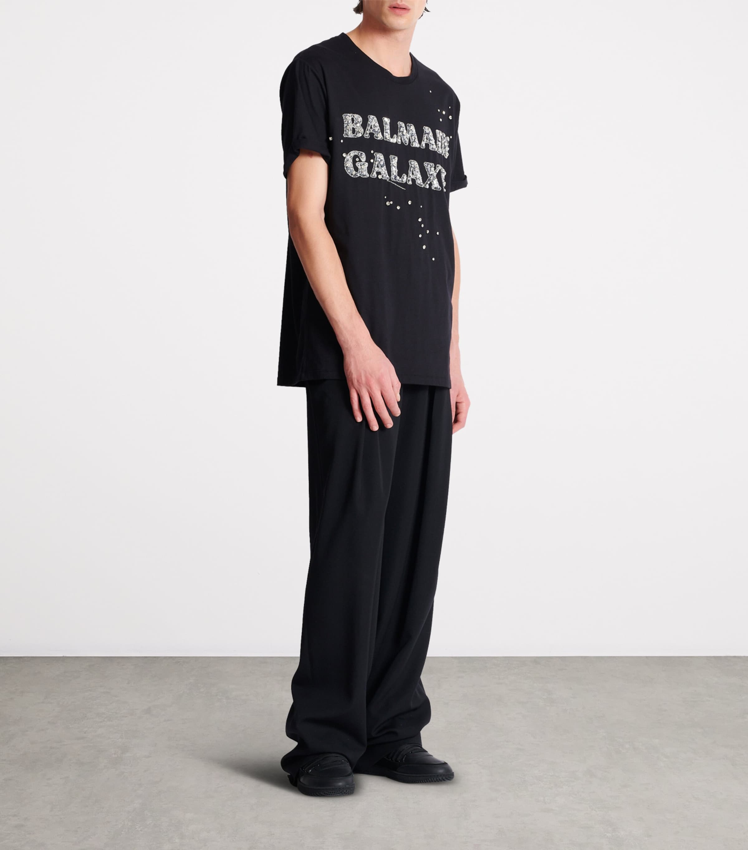 Balmain Silver Embroidered Galaxy Logo T-Shirt | Harrods US