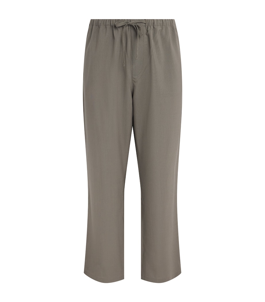 FRAME Mens Wool Easy Wide-Leg Trousers Smoky Green Image 1