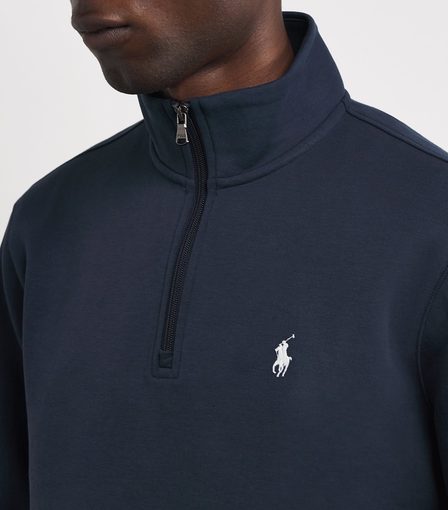 Cotton-Blend Quarter-Zip Sweatshirt BLUE Image 6
