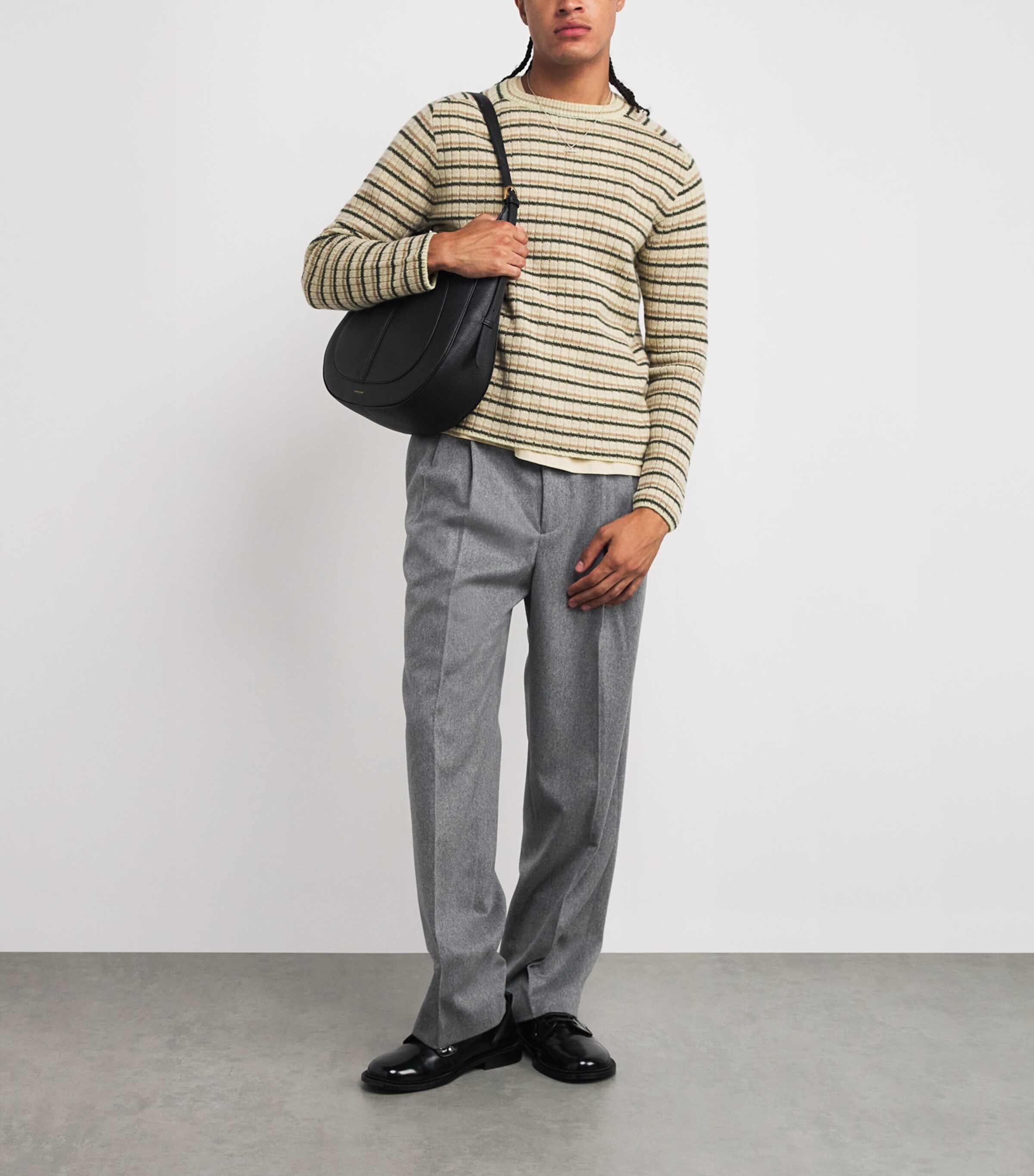 Cashmere Pleated Straight Trousers TOP GRAY Image 2