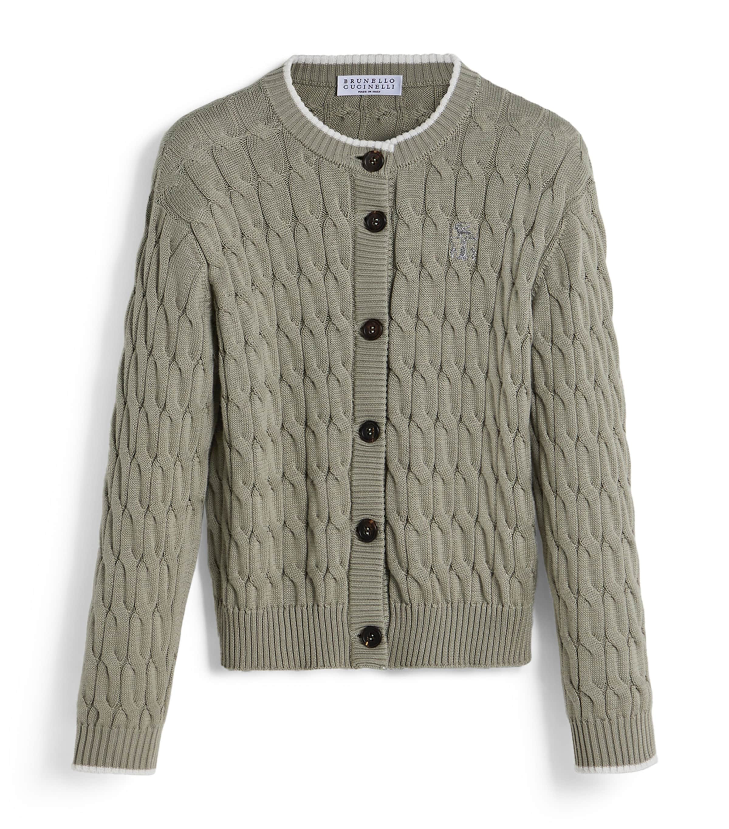 Brunello Cucinelli Kids Cotton Cable-Knit Cardigan (4-6 Years) Image 1