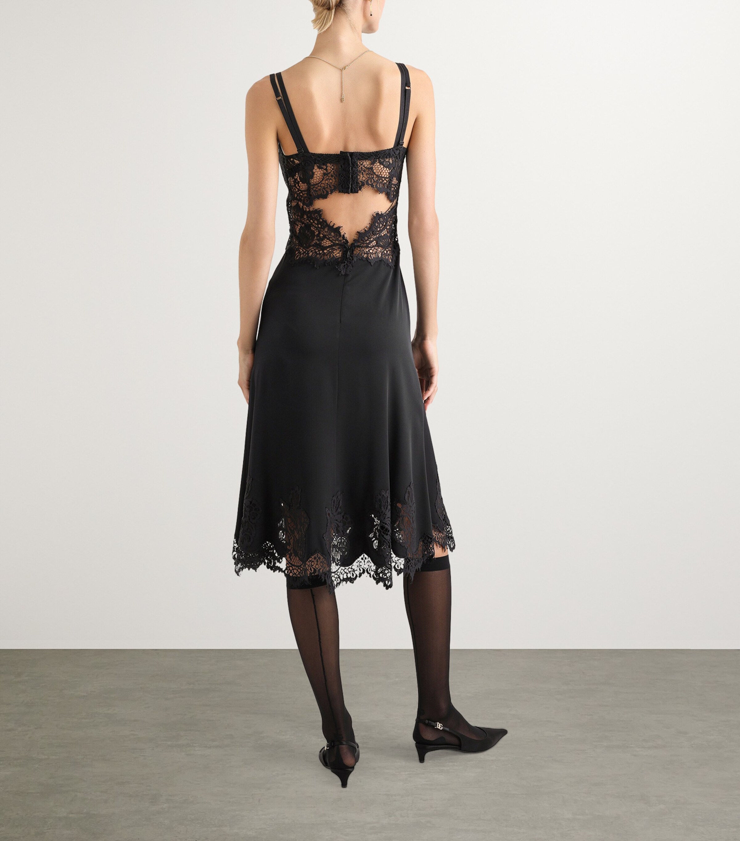 Dolce&Gabbana Womens Silk-Blend Lace Midi Dress Black Image 4