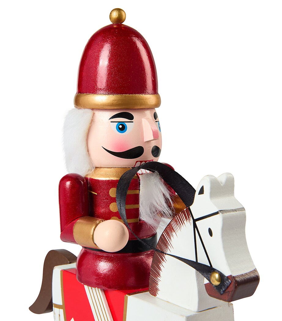 Harrods Wood Jewel-Detail Nutcracker on Horse Ornament Image 2
