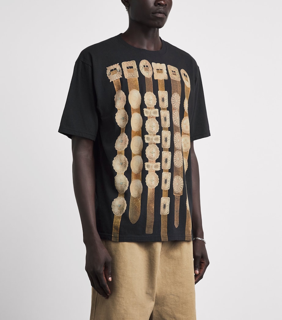 Kapital Mens Cotton Curtain Concho T-Shirt Black Image 4
