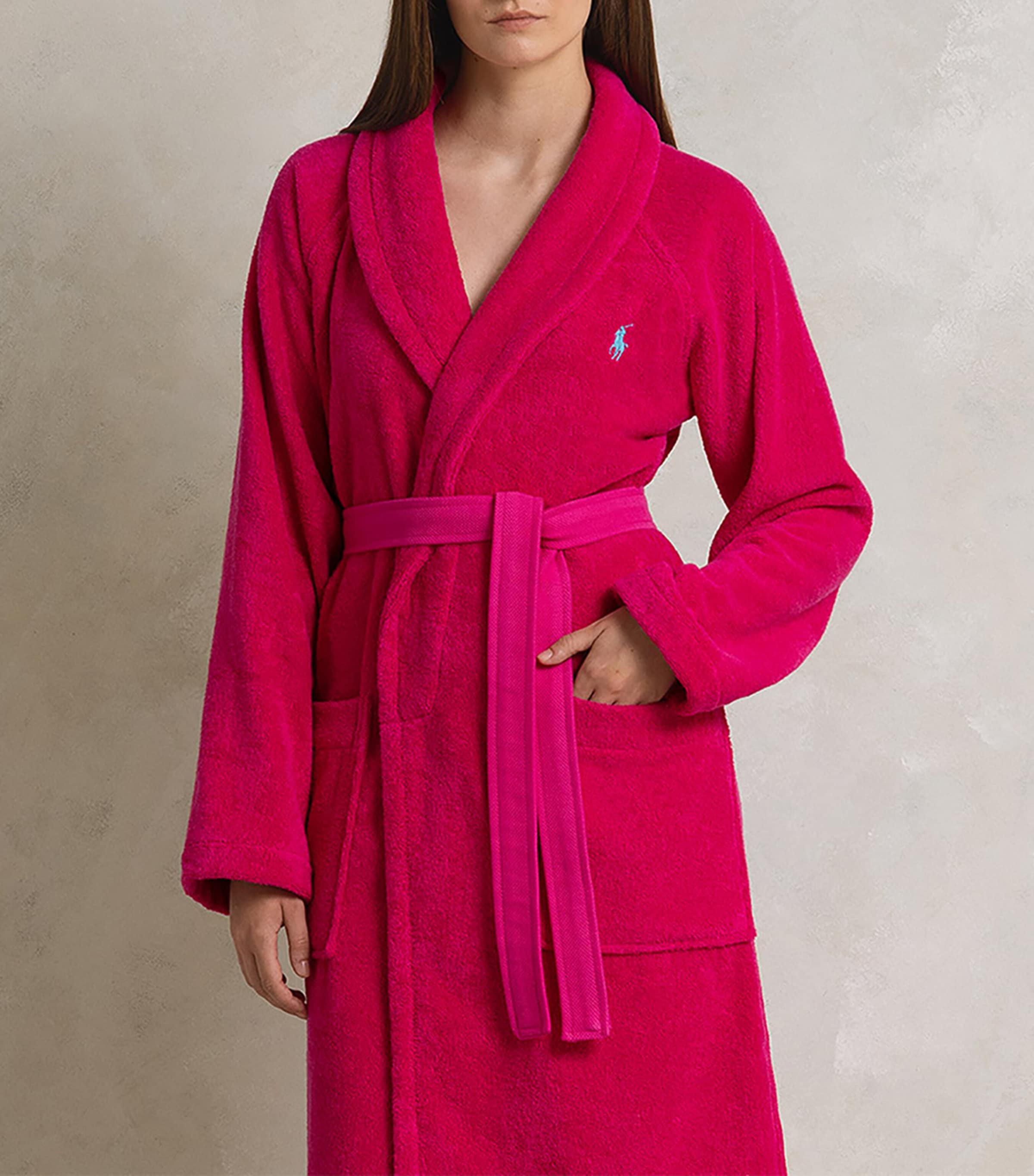 Polo Player Bath Robe SKY PINK Image 5