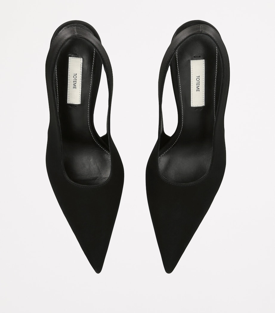 Satin Classic Slingback Pumps 55 BLACK Image 6
