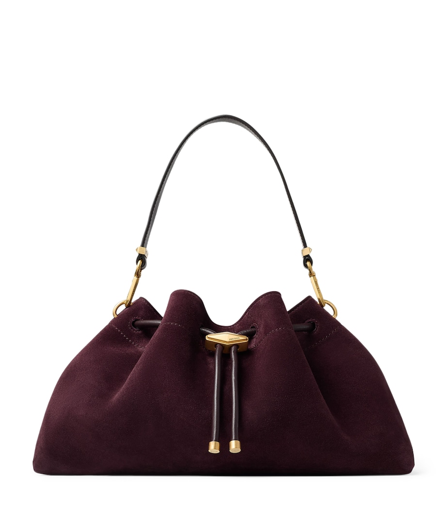 Medium Suede Cinch Shoulder Bag DEEP MERLOT/GOLD Image 1