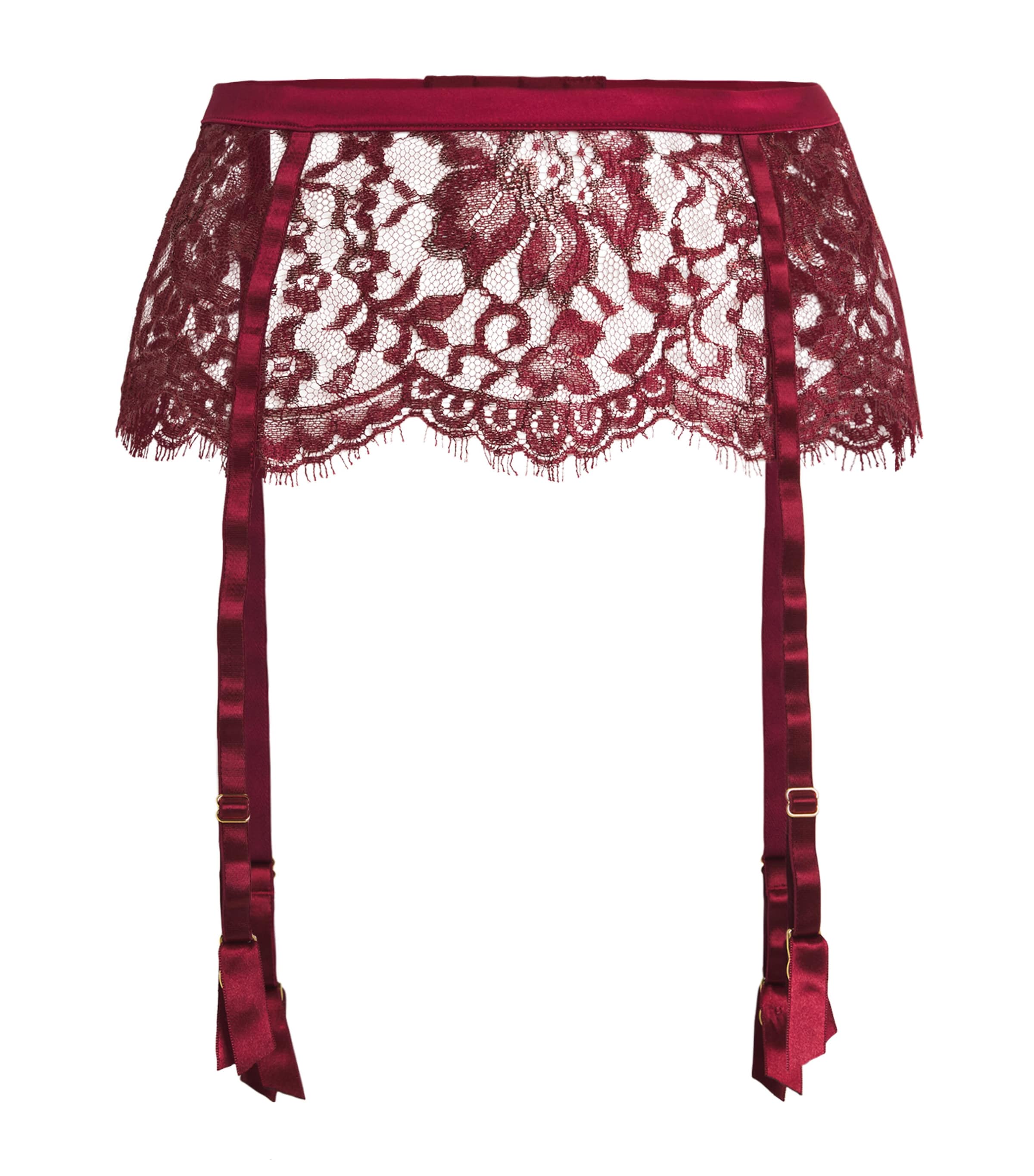 Coco De Mer Lace-silk Naraya Suspender Belt In Red