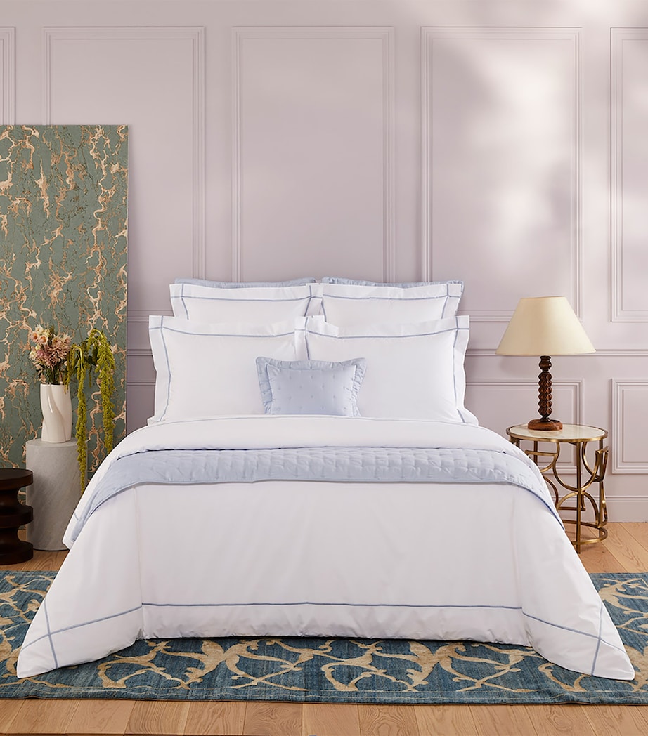 Yves Delorme Pima Cotton Athena Square Oxford Pillowcase (65cm x 65cm) Celeste Image 1