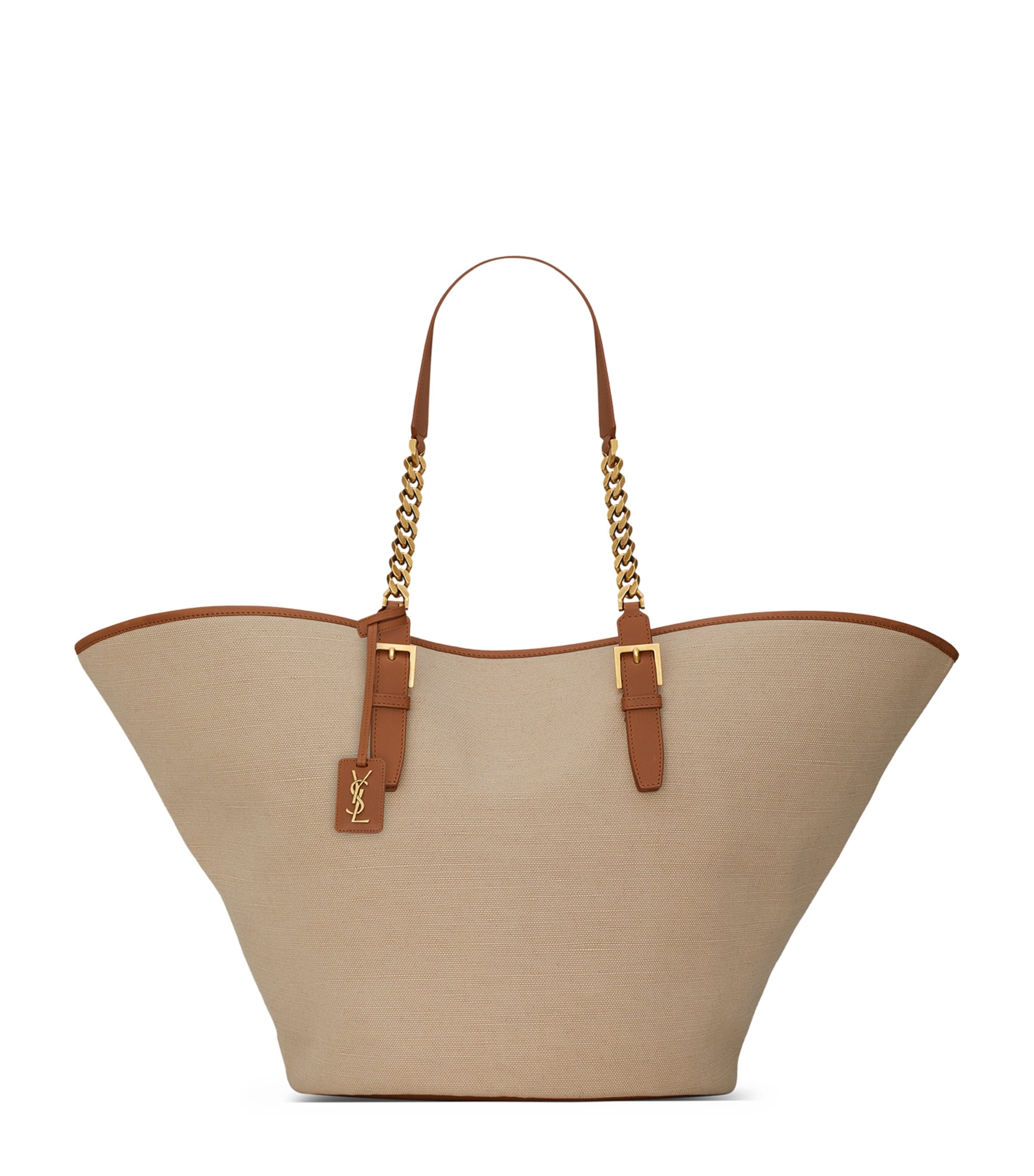 Saint Laurent Calfskin Panier Tote Bag In Nude