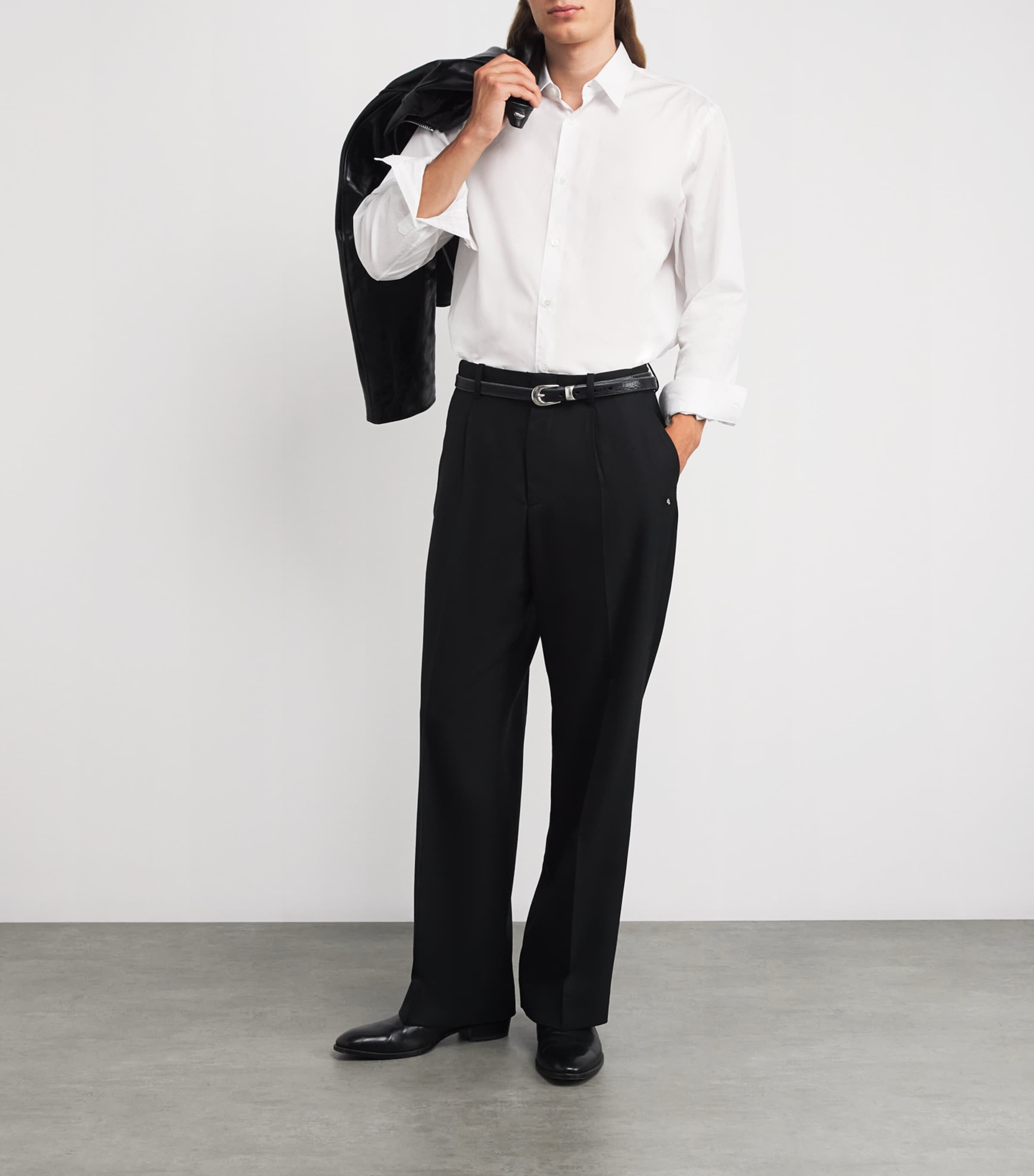 Leather Antiqued Belt BLACK LEATHER Image 2