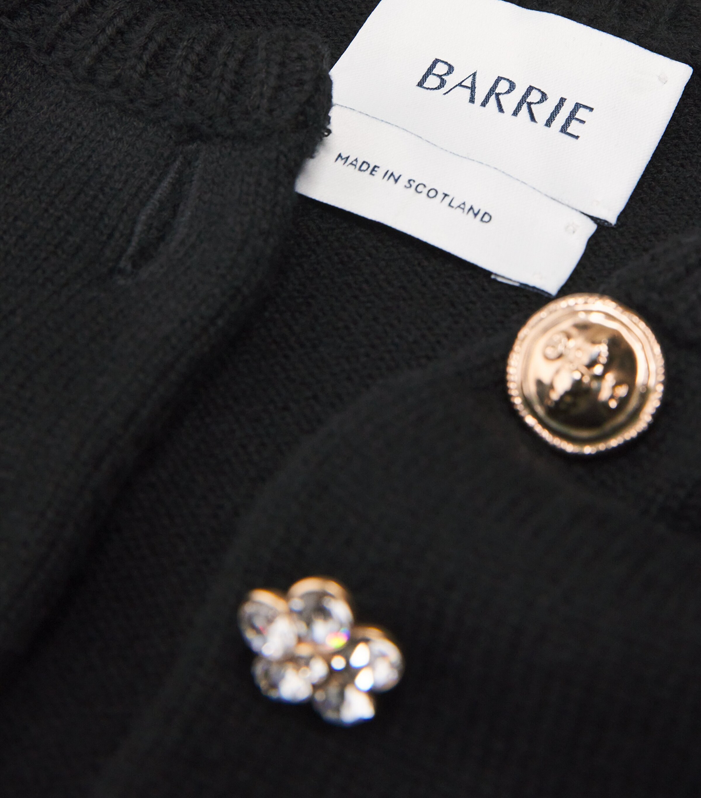 Barrie Womens Cotton-Cashmere Mismatched Cardigan Black Image 6