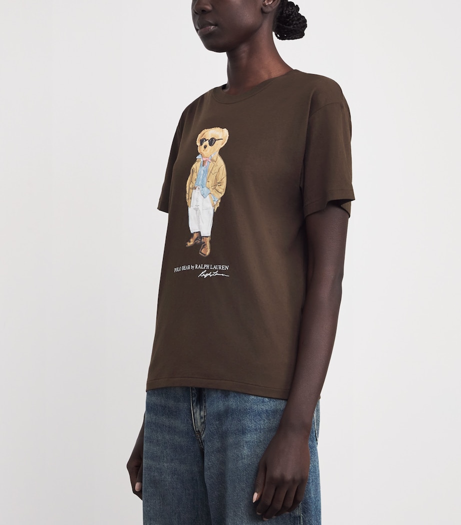 Cotton Polo Bear T-Shirt DARK BROWN Image 3