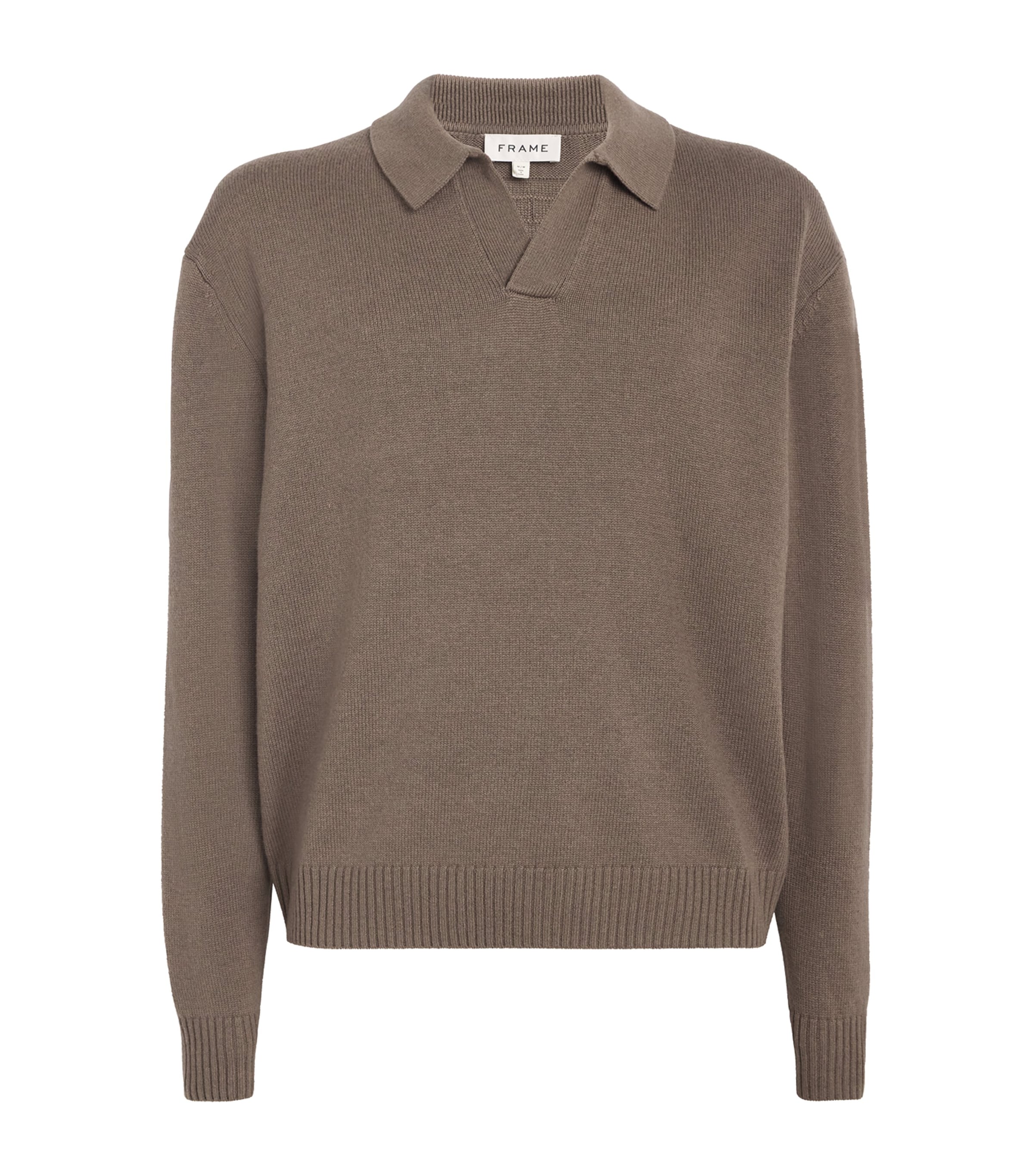 Frame Wool-silk Polo Sweater In Brown
