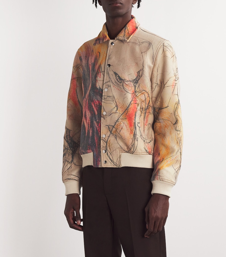 Printed Drafting Bomber Jacket BEIGE Image 3
