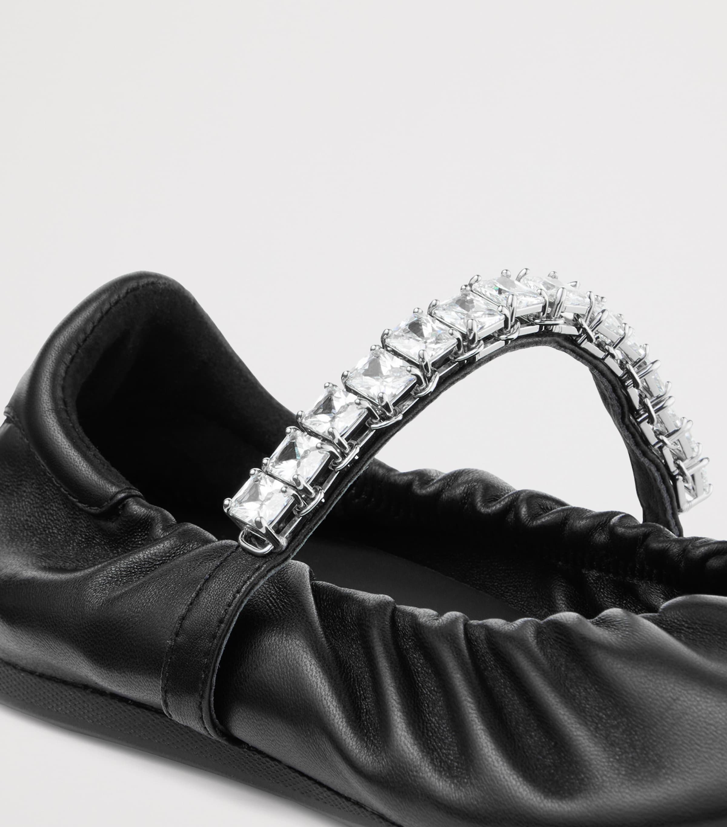 Jimmy Choo Black Jade Embellished Leather Ballet Flats | Harrods US