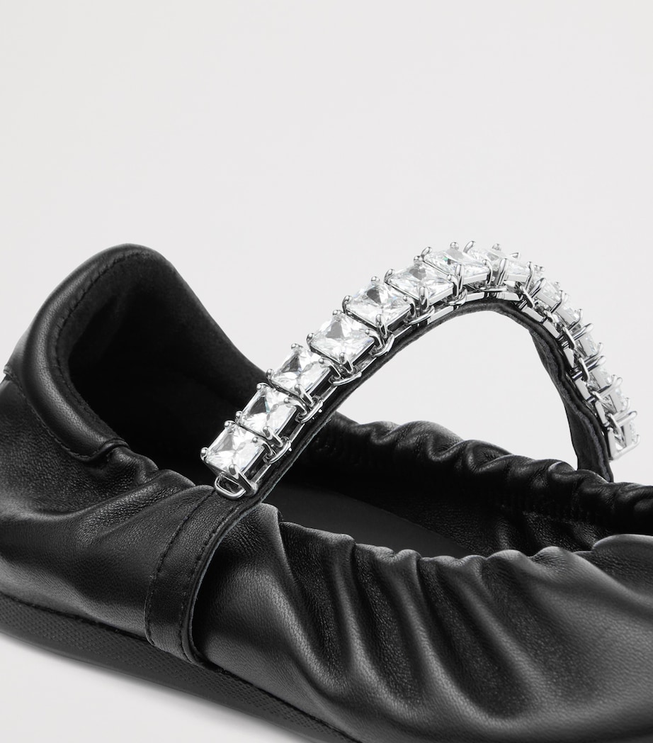 Jimmy Choo Jade Embellished Leather Ballet Flats X Black/crystal Image 5