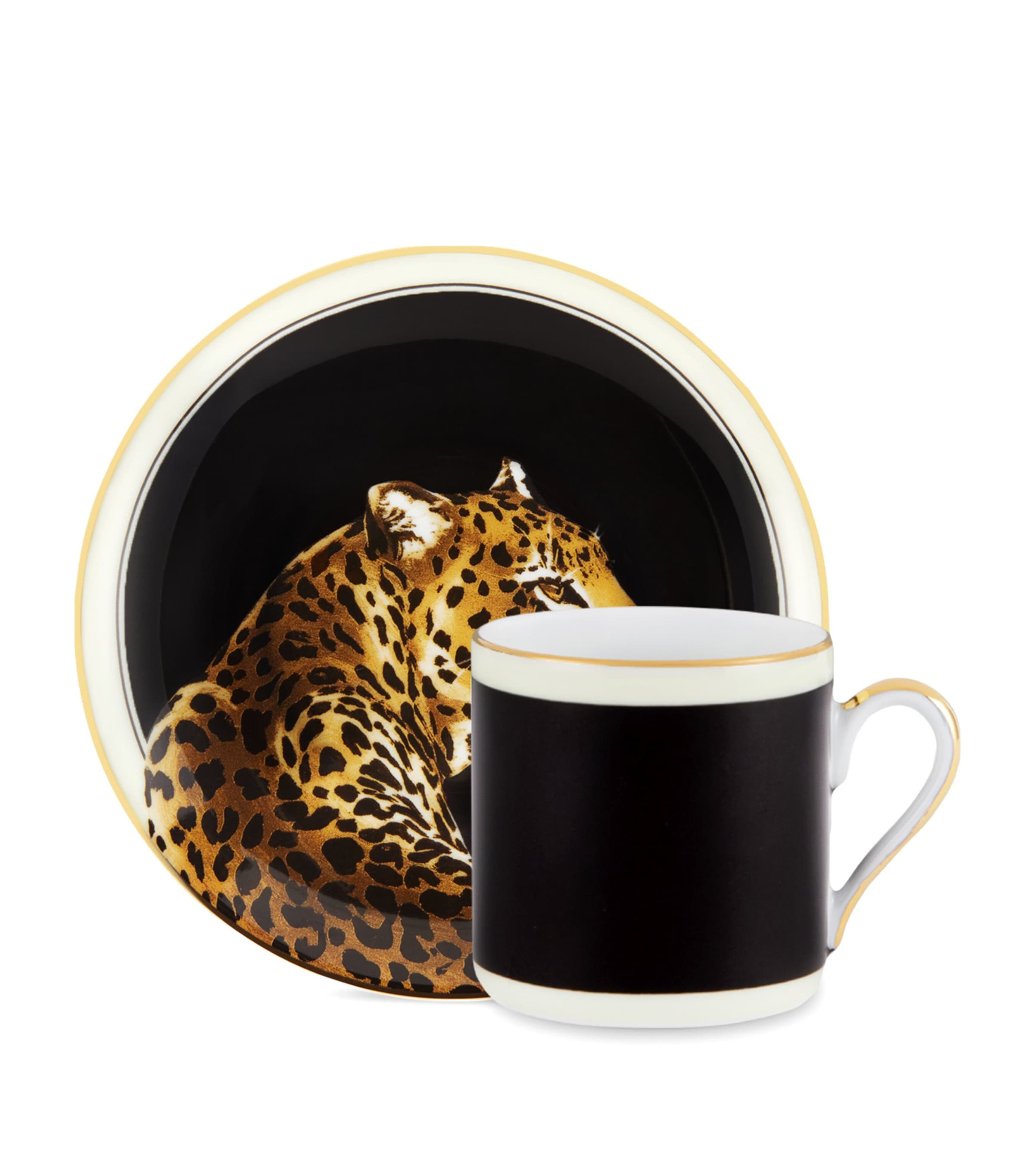 Dolce & Gabbana Casa Porcelain Leopard Espresso Cup And Saucer In Multi