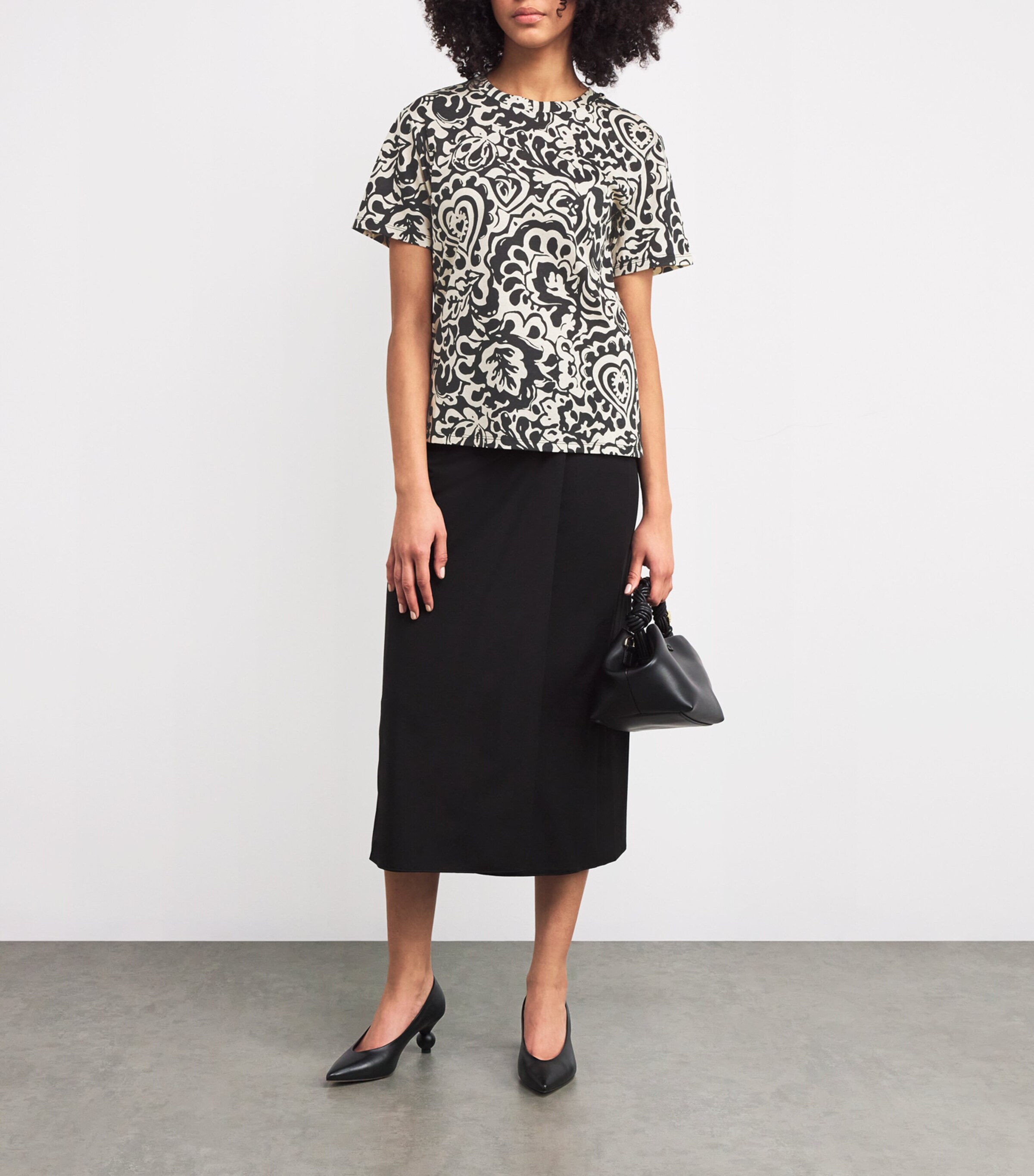 Weekend Max Mara Womens Cotton Graphic T-Shirt Black Image 2